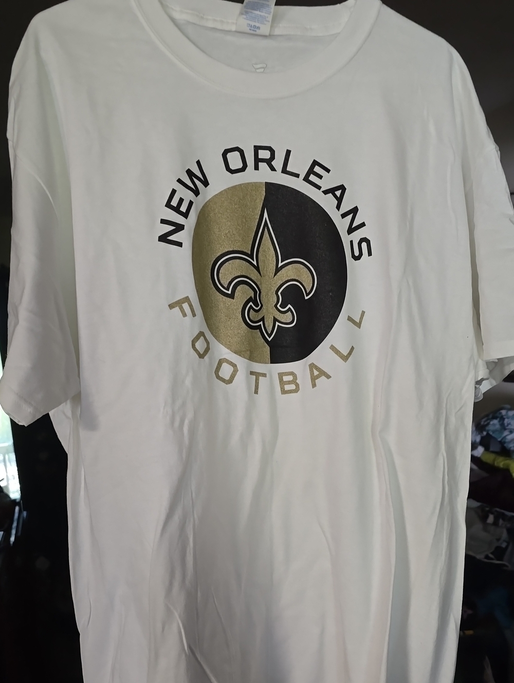 Fanatics White New Orleans Football Tee with Gold & Black Logo